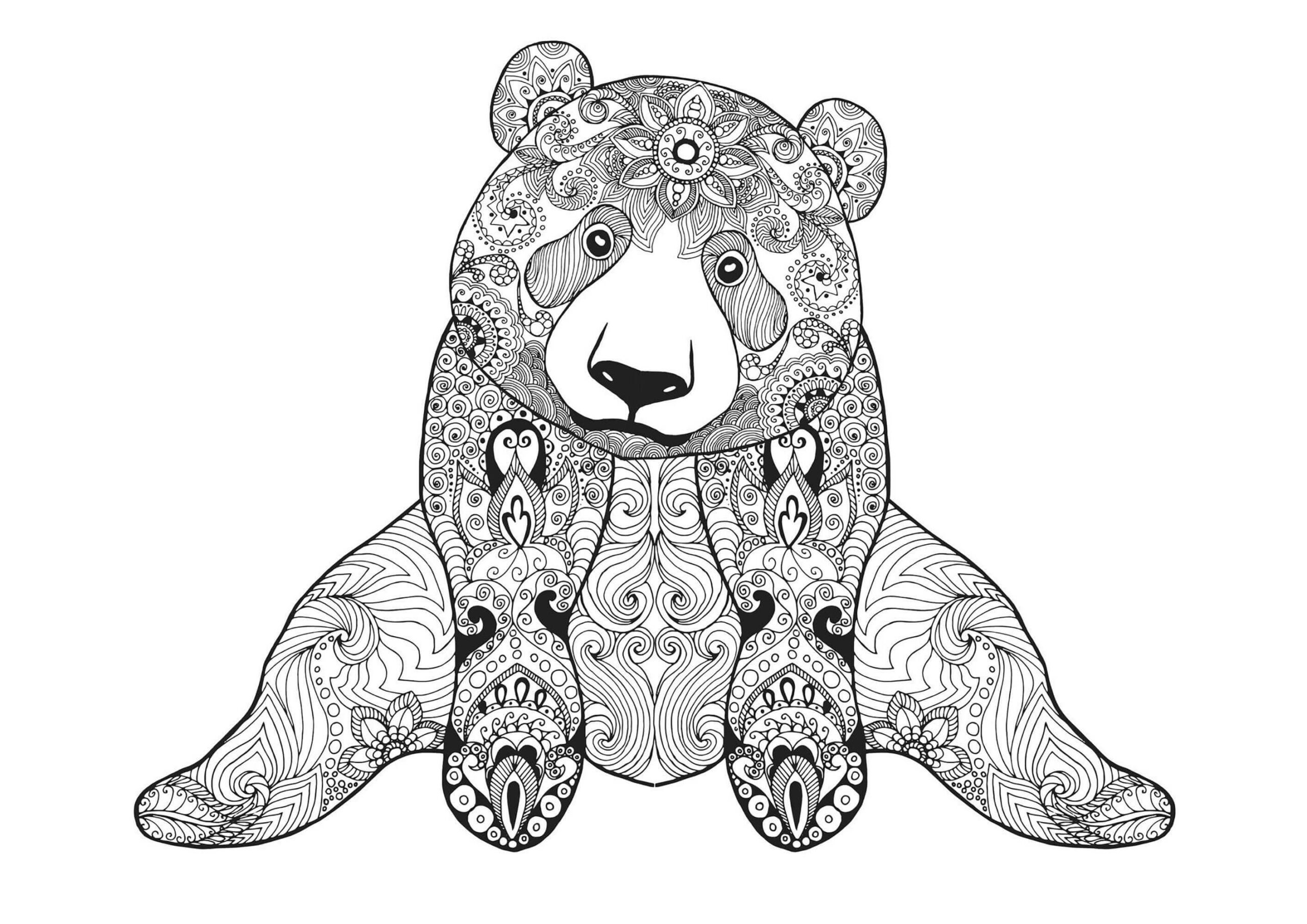 Cute Bear Sitting Mandala coloring page