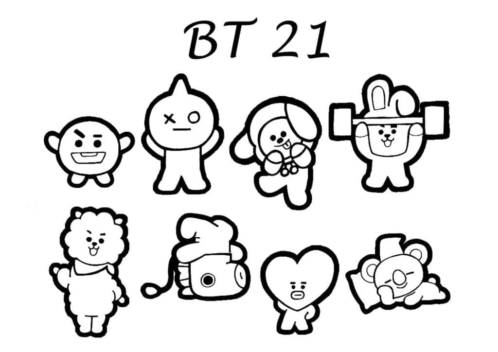 Cute BT21 Characters coloring page - Download, Print or Color Online ...