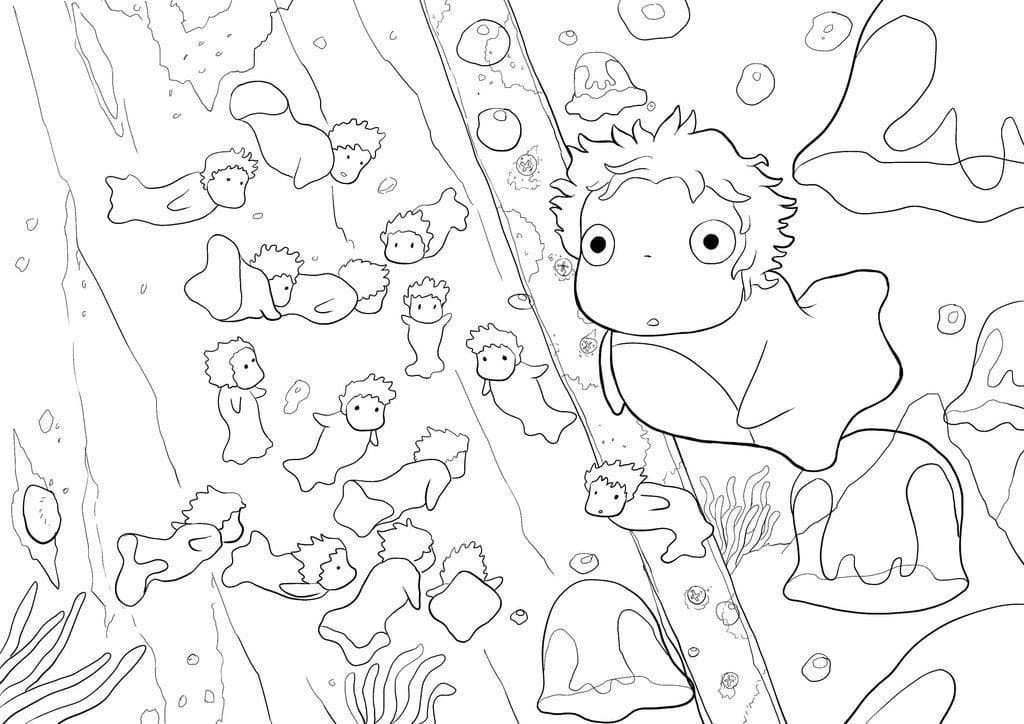 Cute Ponyo coloring page