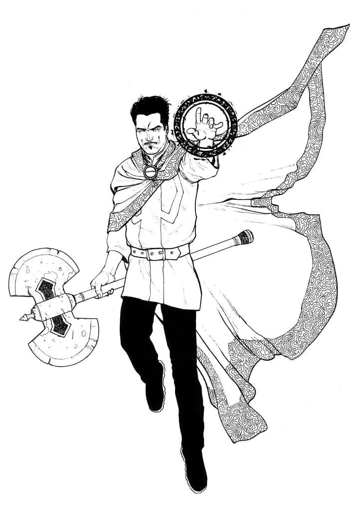 Doctor Strange is Holding Axe coloring page