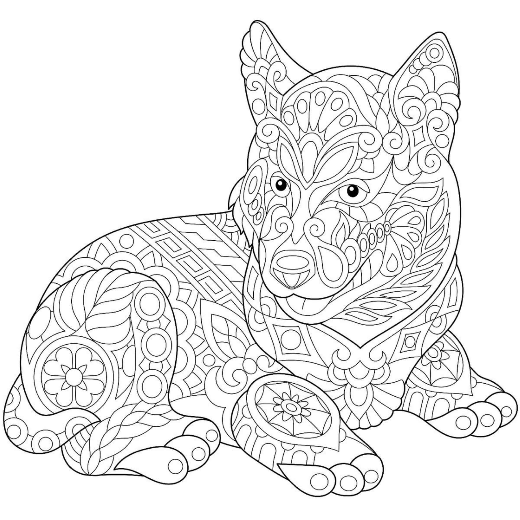 Dog Lying Mandala coloring page