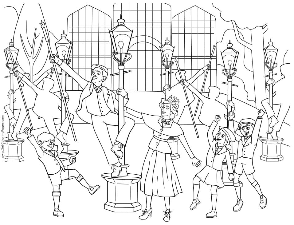 Drawing of Mary Poppins coloring page