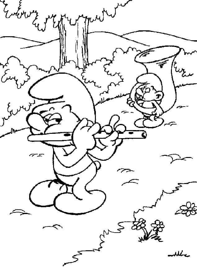 Drawing of Smurfs coloring page