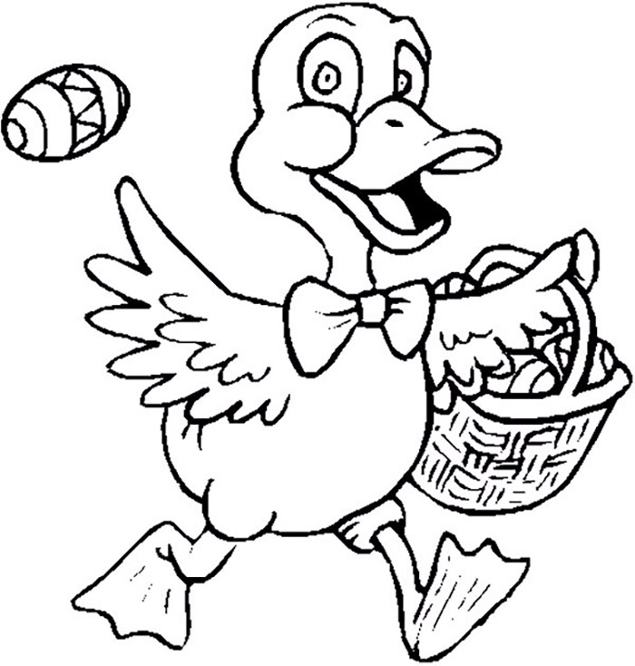 Duck carries his basket