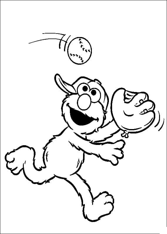 Elmo is Playing Baseball coloring page