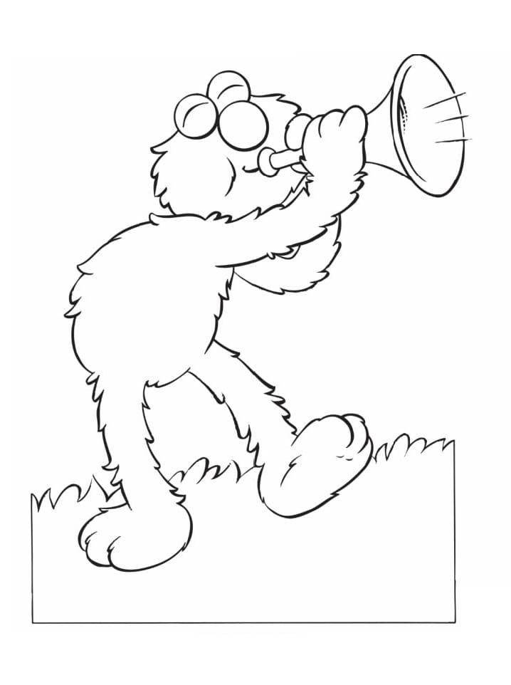 Elmo is Playing Trumpet coloring page