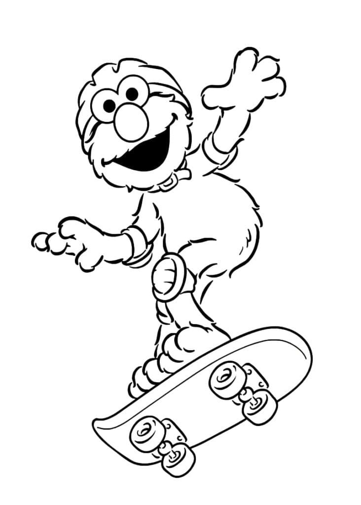 Elmo on Skateboard coloring page - Download, Print or Color Online for Free