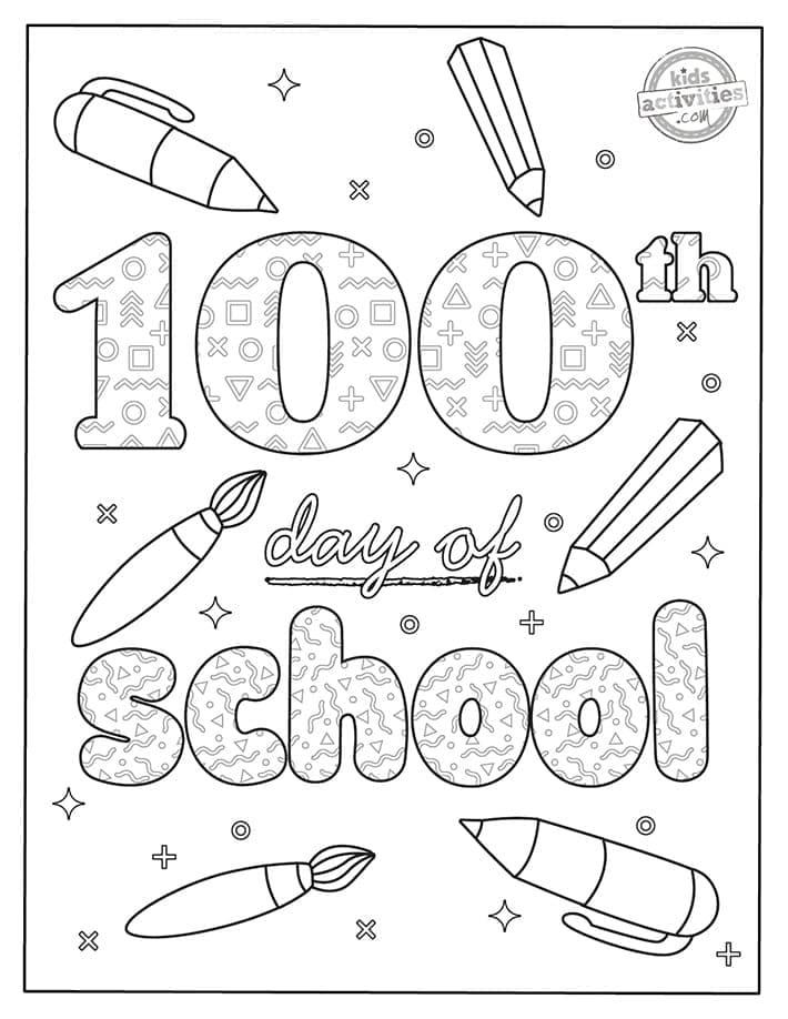 Free 100th Day Of School coloring page