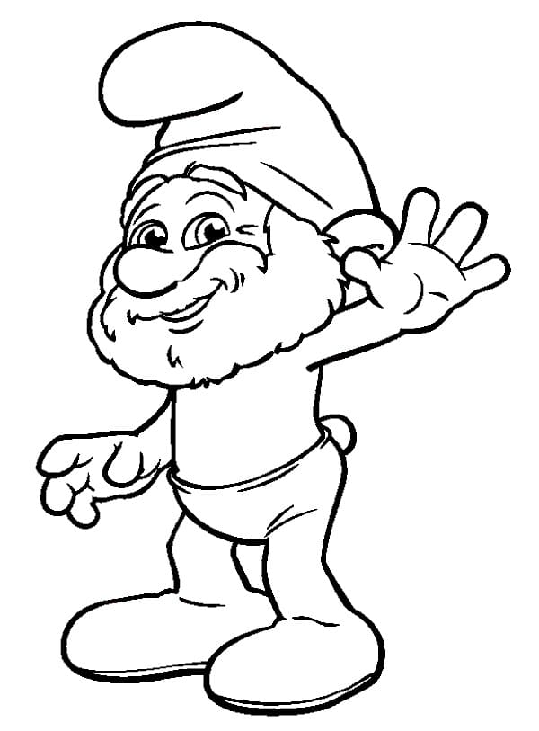 Friendly Papa Smurf coloring page