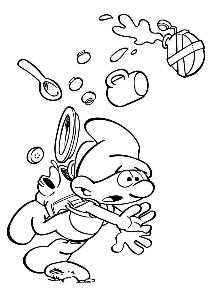 Funny Clumsy Smurf coloring page