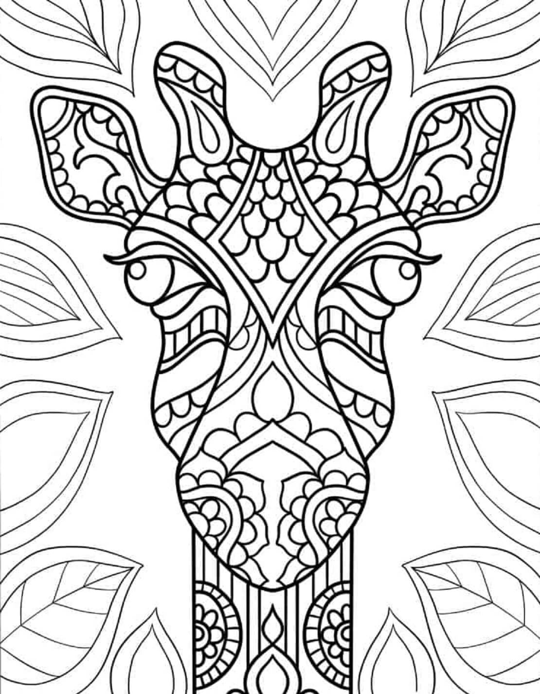 Funny Giraffe Head Mandala coloring page