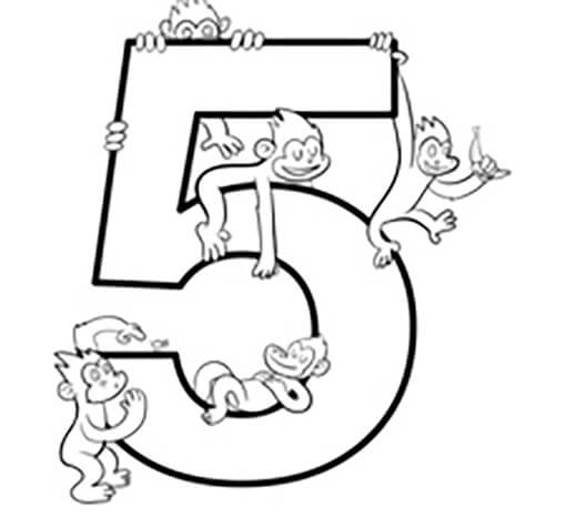 Funny Number 5 coloring page