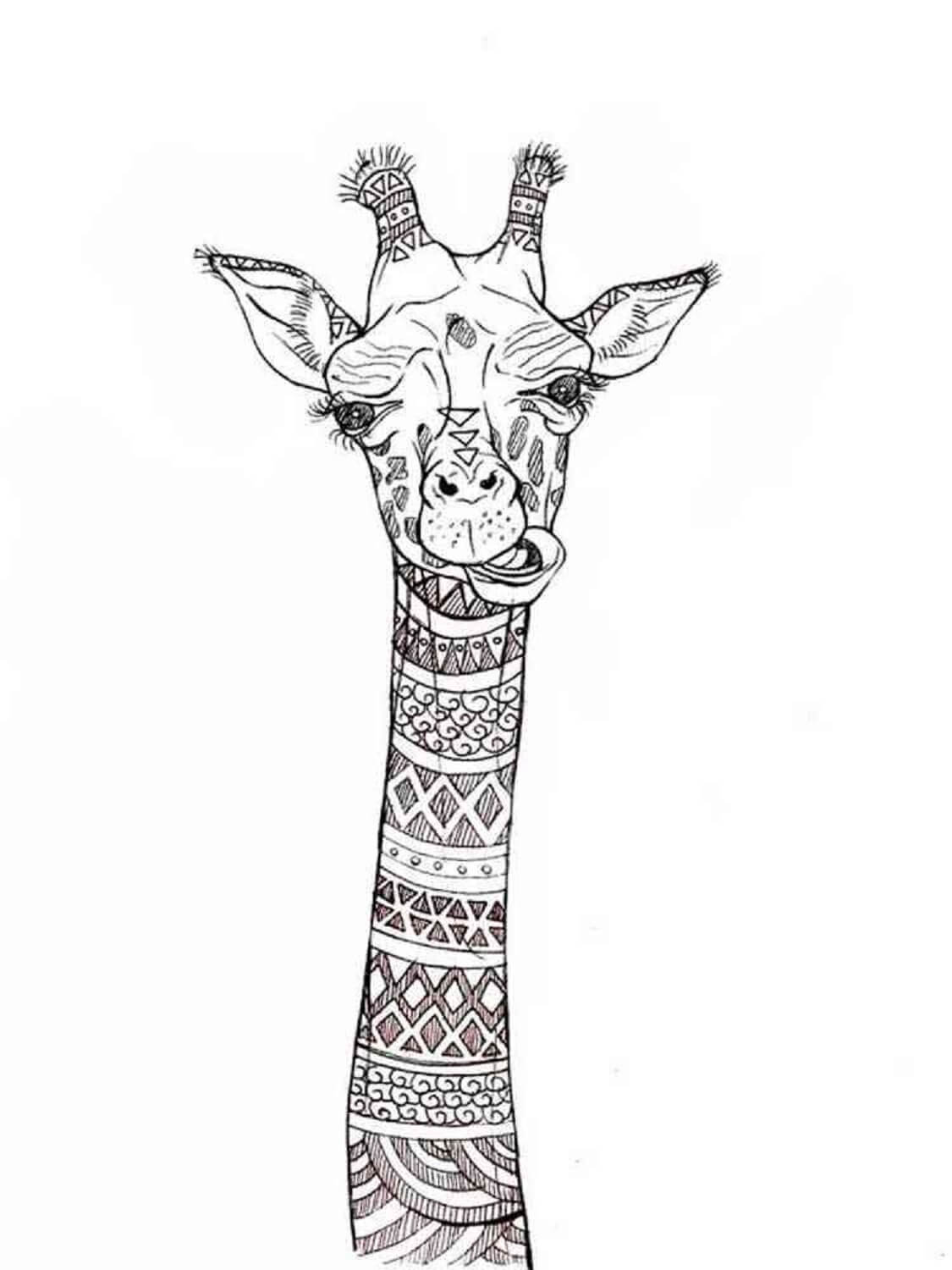 Funny Portrait of Giraffe Mandala coloring page