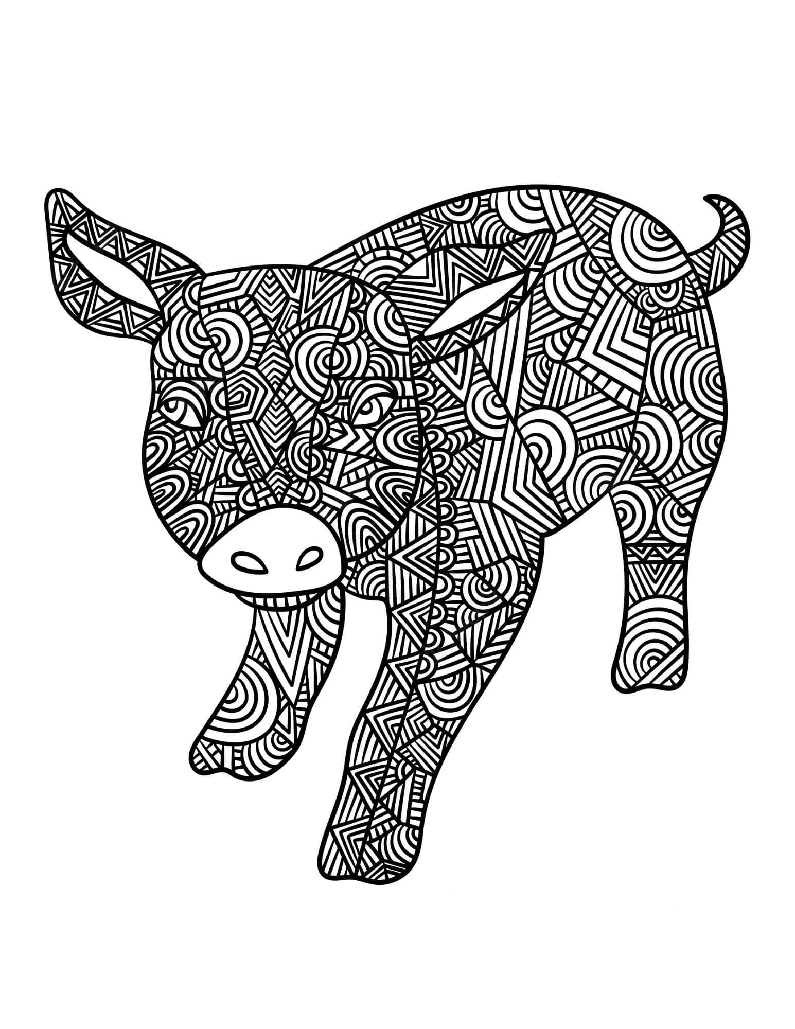 Good Pig Mandala coloring page