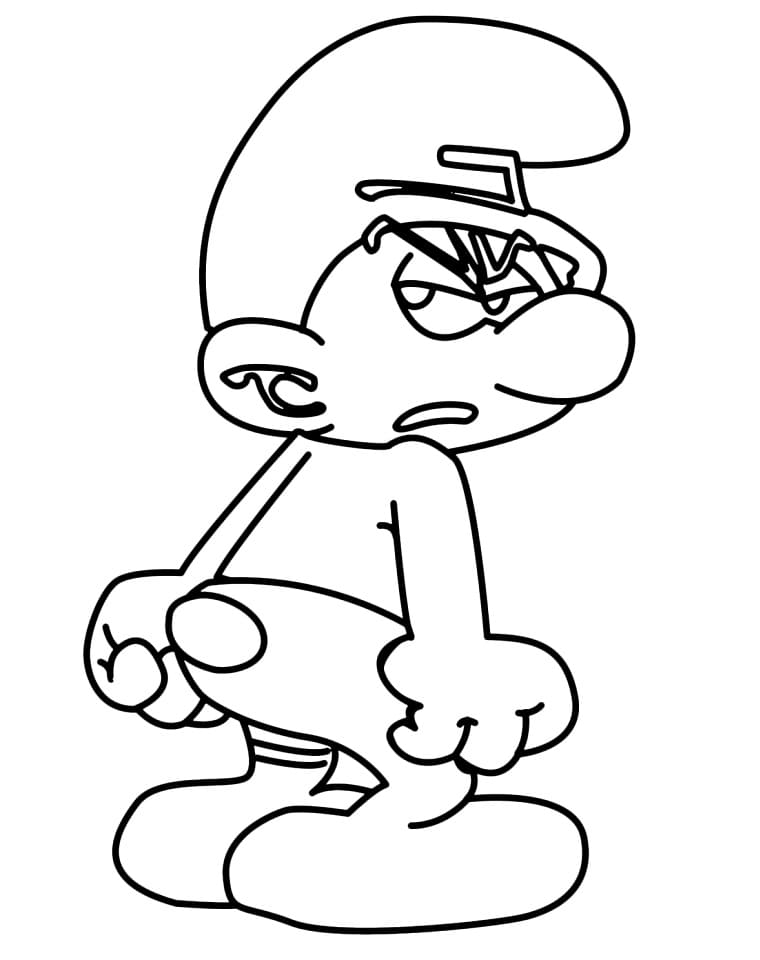 Grouchy Smurf from The Smurfs coloring page