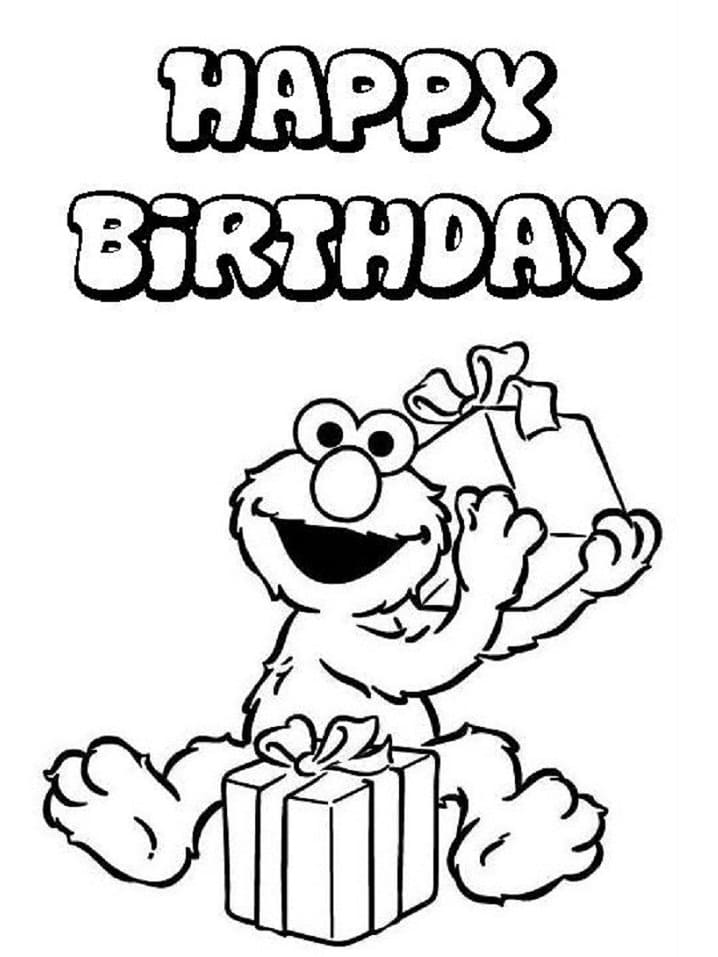 Happy Birthday Elmo coloring page