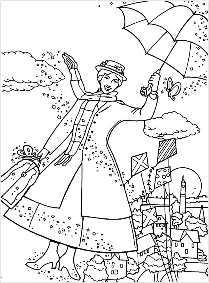 Happy Mary Poppins coloring page