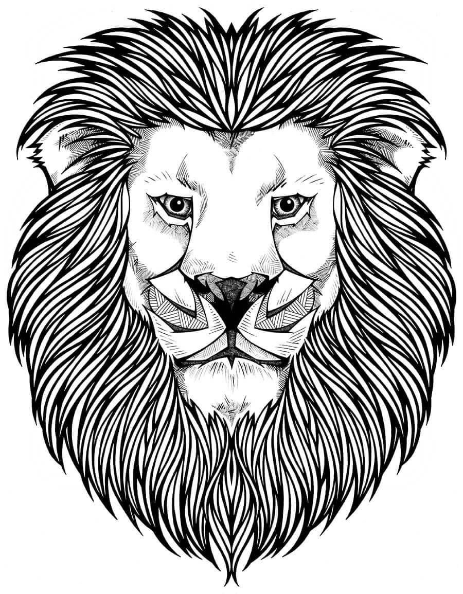 Hard Lion Face coloring page