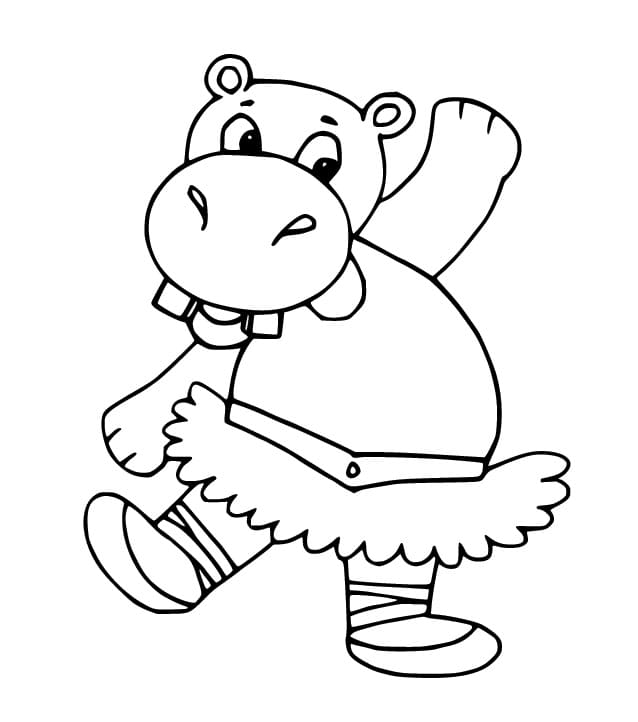 Hippo Dancing Ballet coloring page