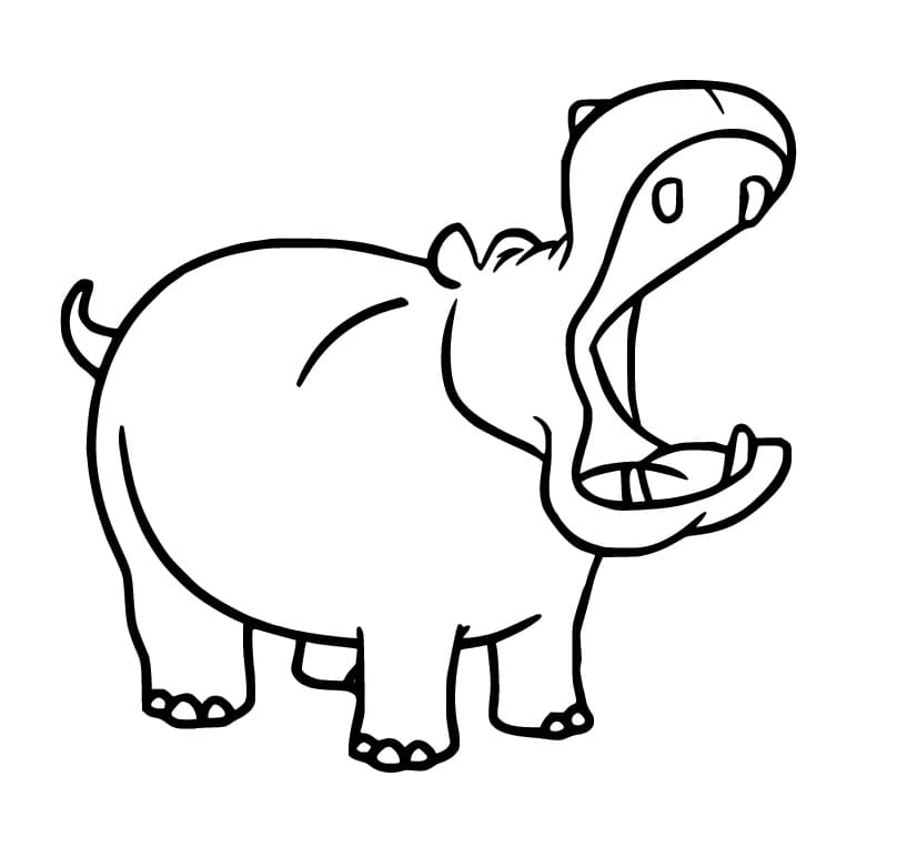 Hippo with Big Mouth coloring page