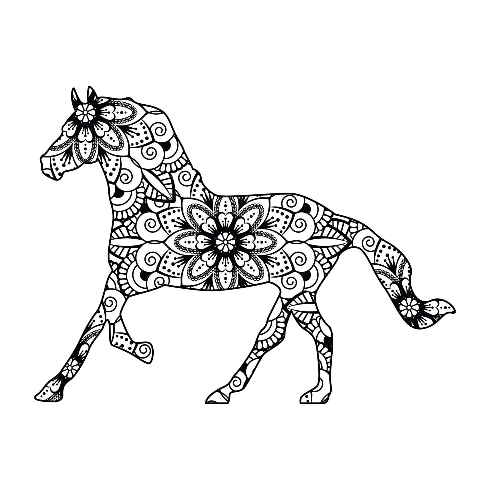 Horse Running Mandala coloring page