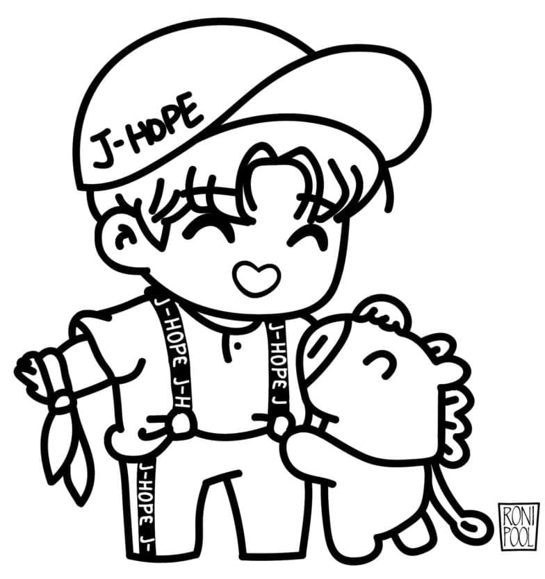 J-Hope and Mang coloring page - Download, Print or Color Online for Free