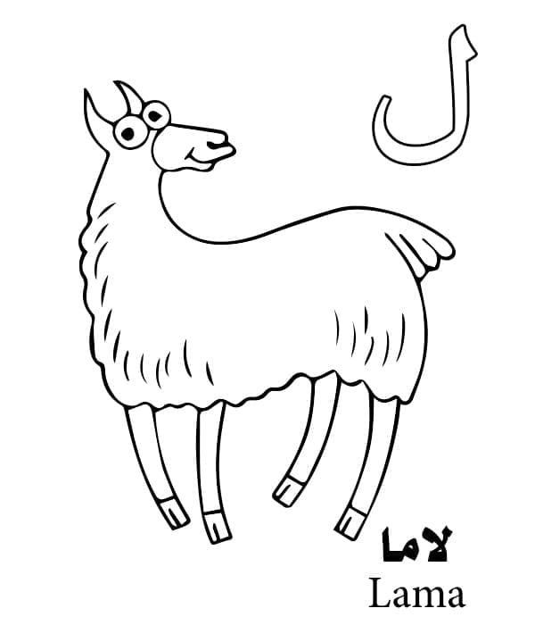 Letter ل is for Lama – Arabic Alphabet coloring page