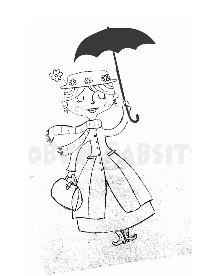 Lovely Mary Poppins coloring page