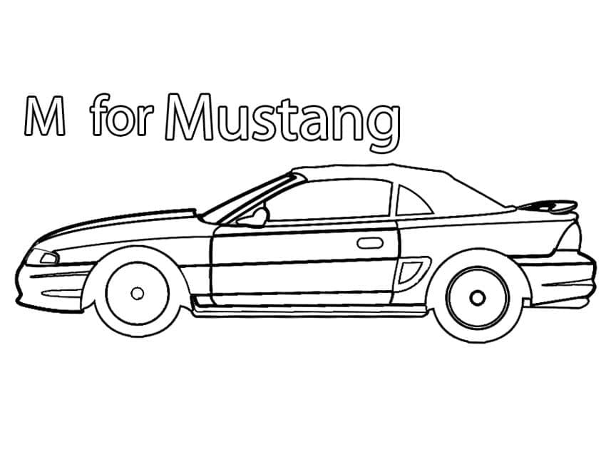 M for Mustang coloring page