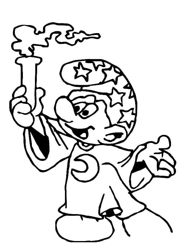 Magician Smurf coloring page