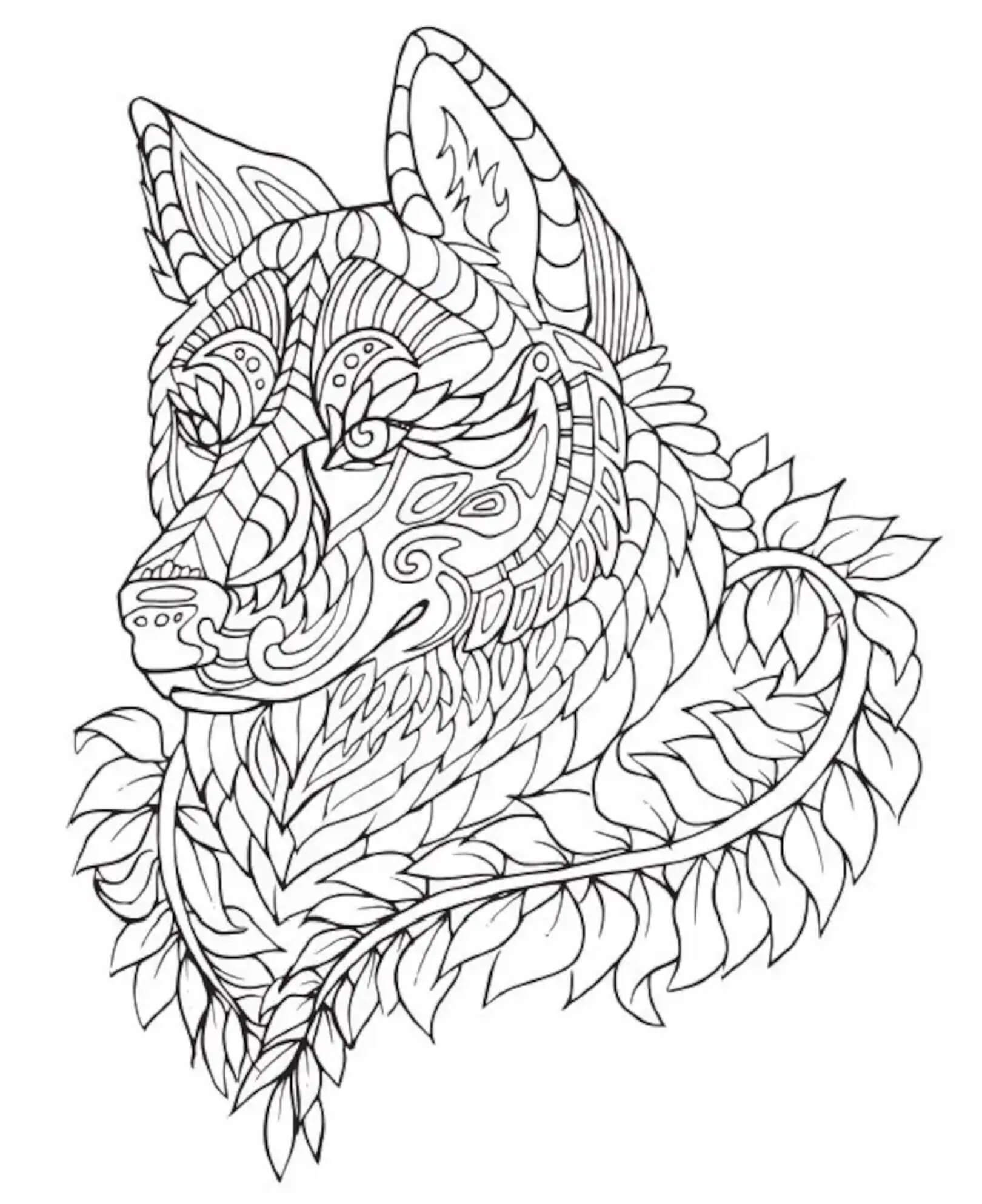 Nice Wolf Mandala coloring page