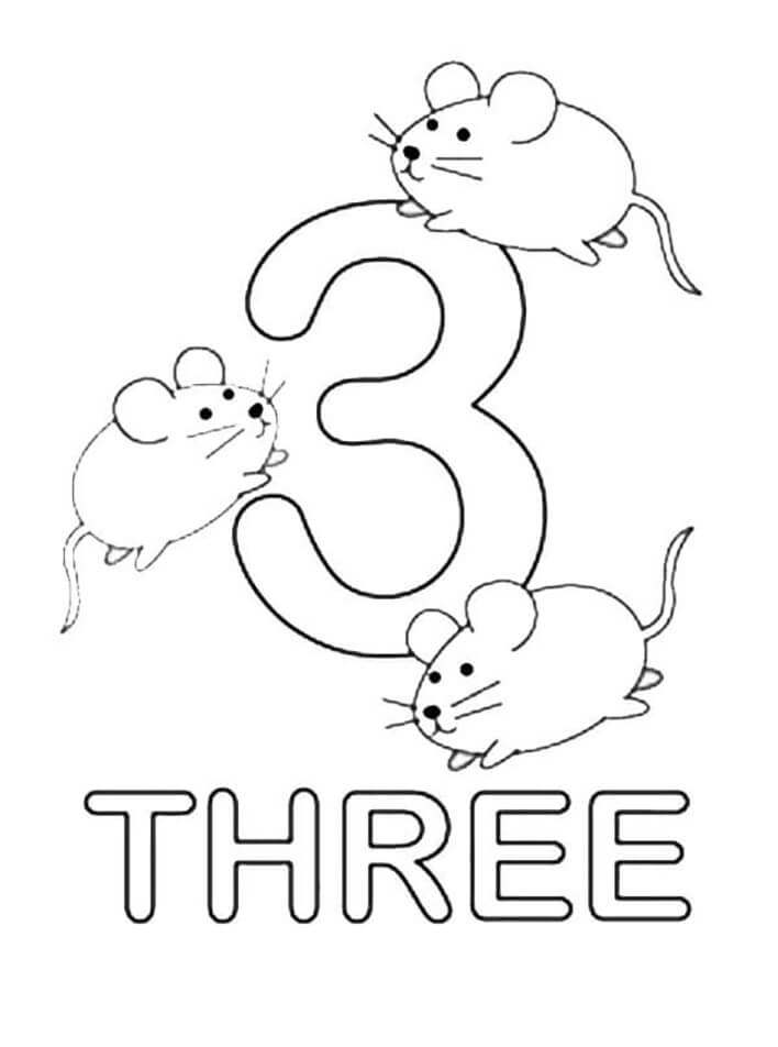 Number 3 with text coloring page