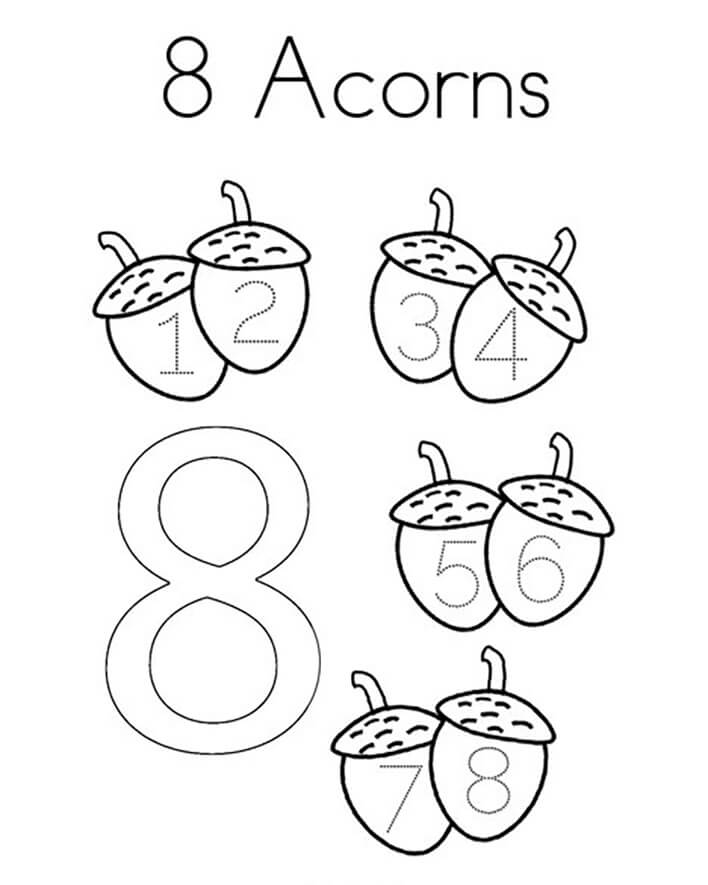 Number 8 with acorns