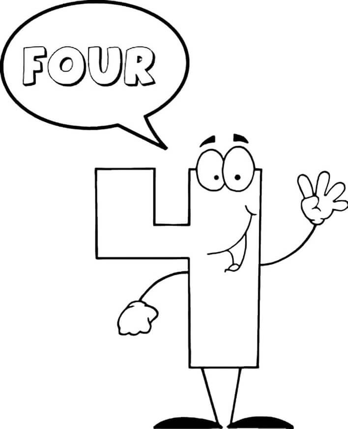 Number Four coloring page - Download, Print or Color Online for Free