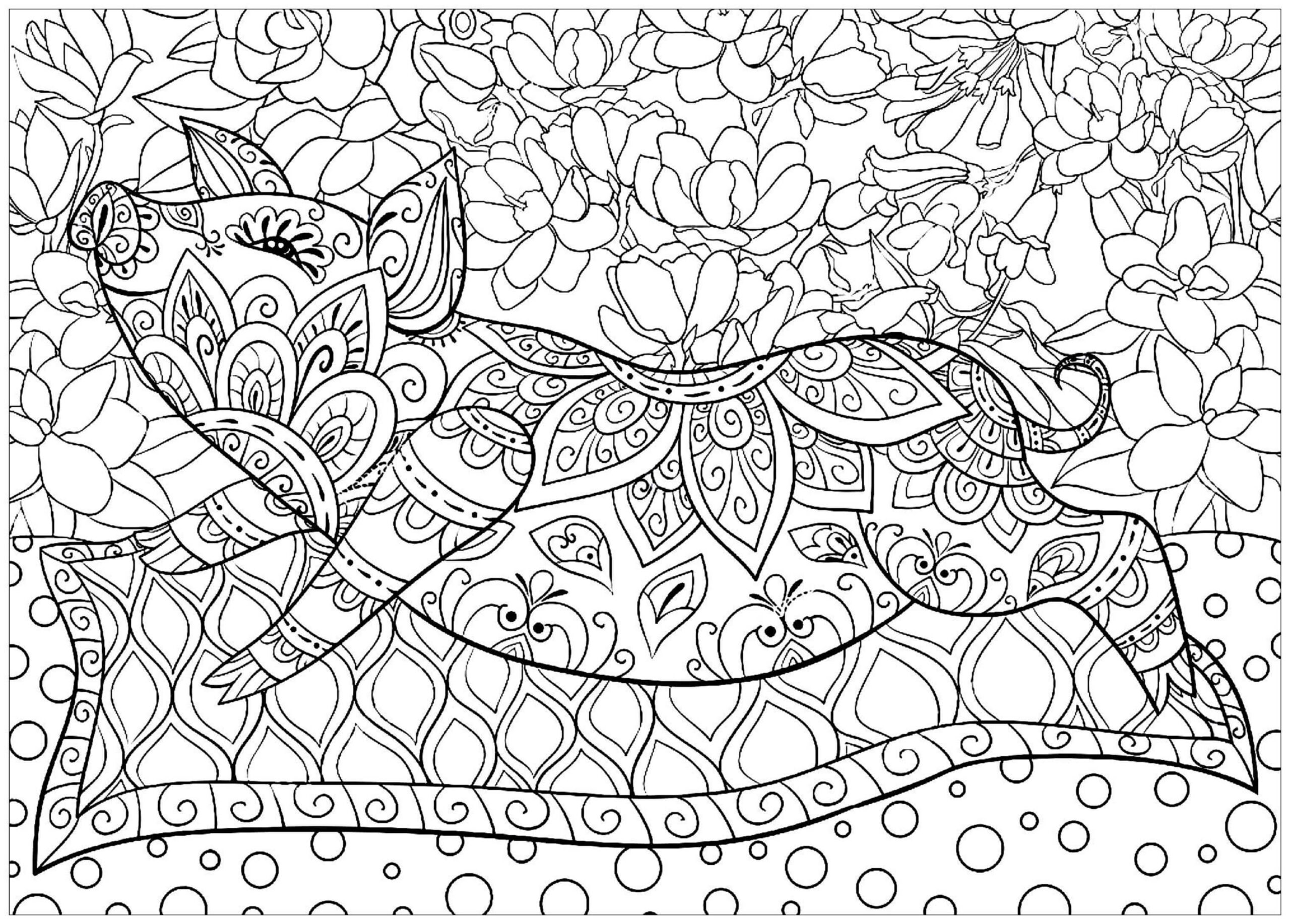 Pig Carpet Flowers Mandala coloring page