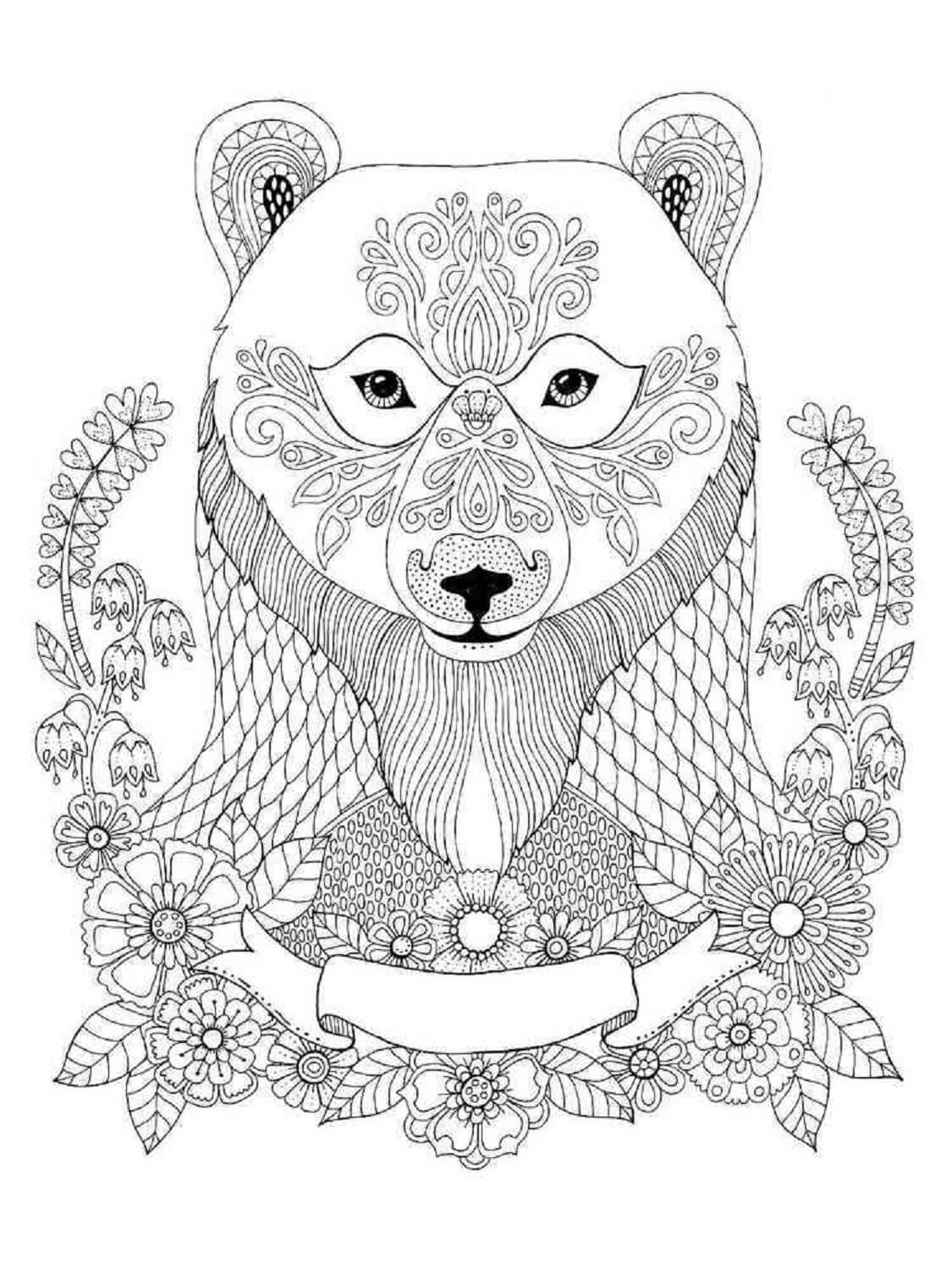 Portrait Of Bear Mandala coloring page