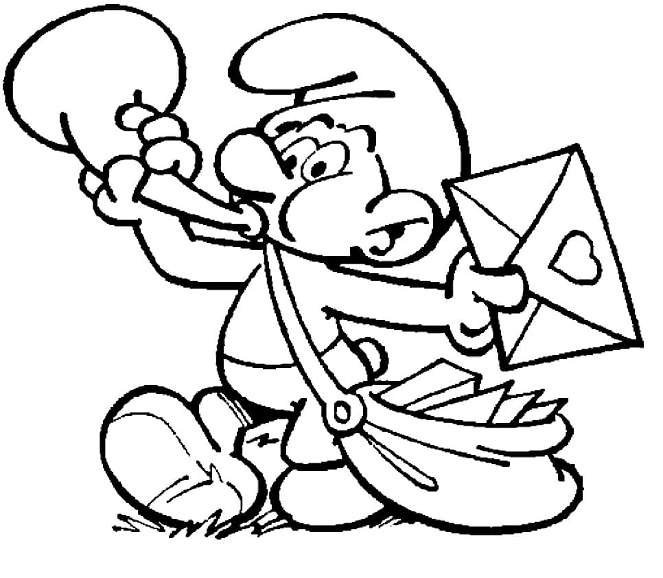 Postman Smurf coloring page