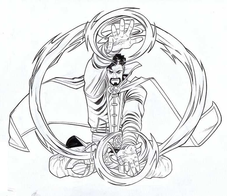 Powerful Doctor Strange coloring page