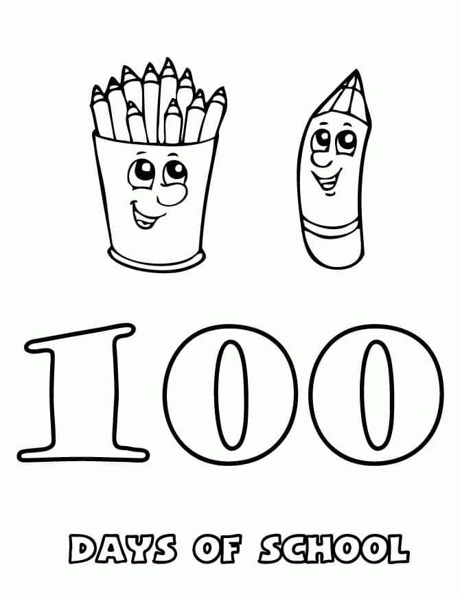 Print 100 Days Of School coloring page