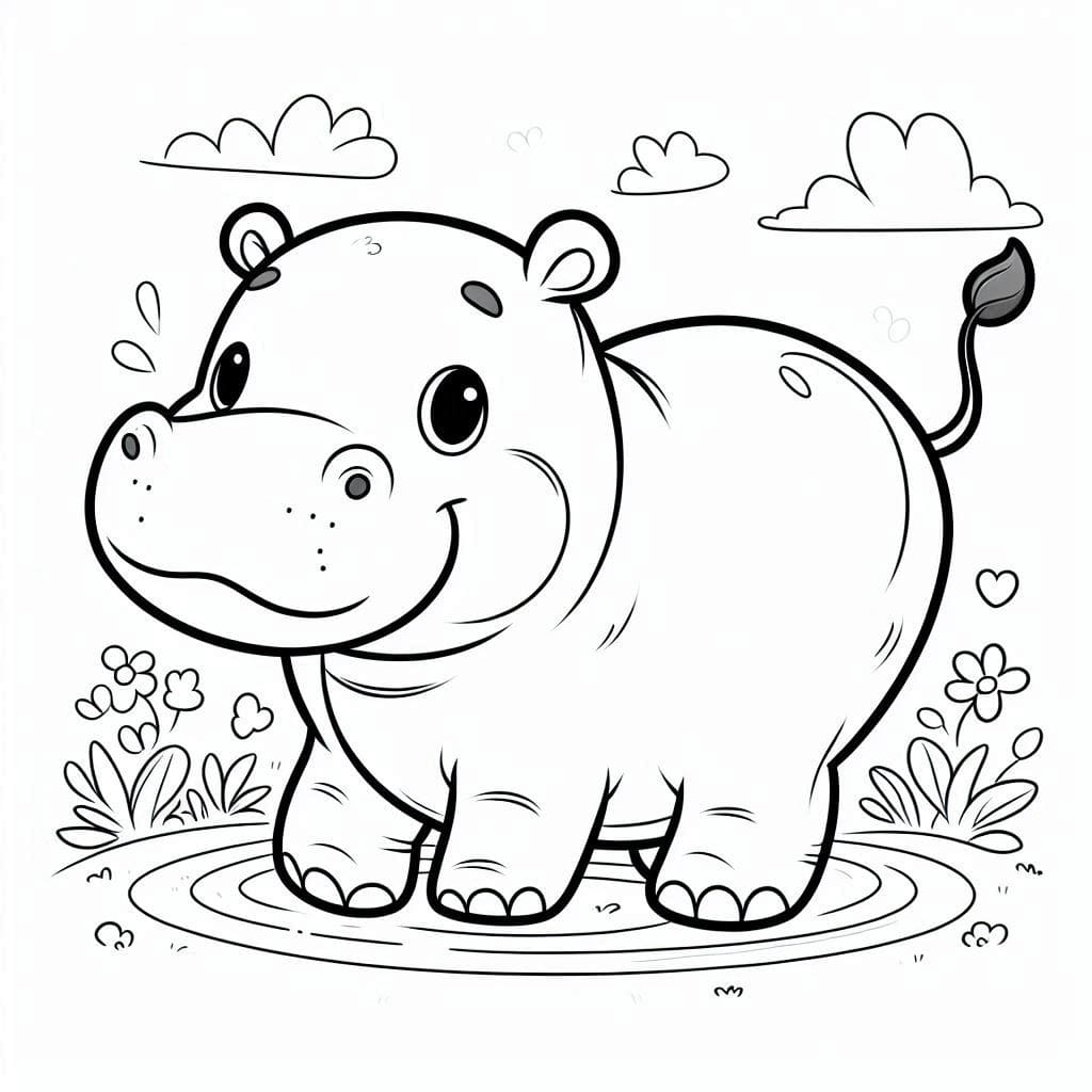 Print Cute Hippo coloring page