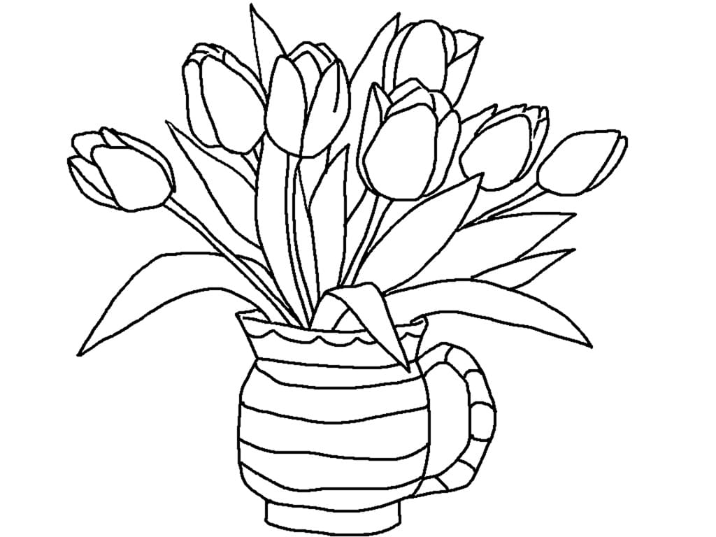 Printable Beautiful Tulips coloring page