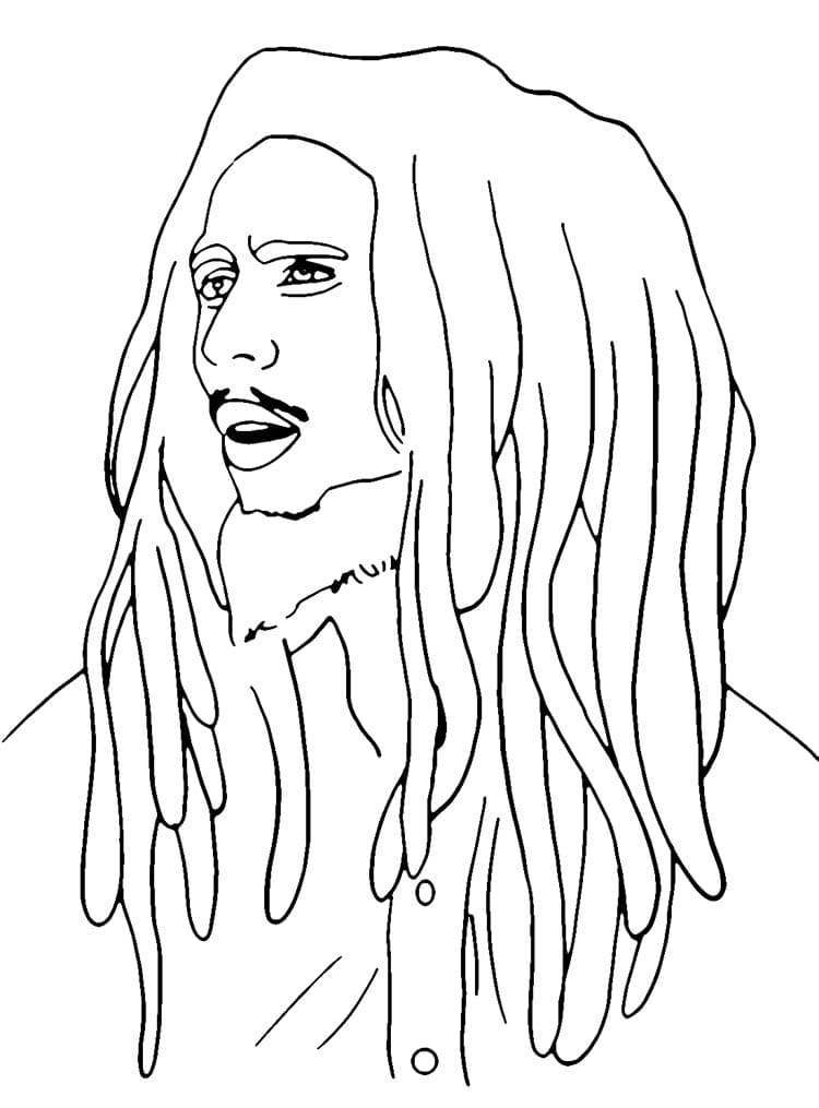 Bob Marley Face coloring page - Download, Print or Color Online for Free