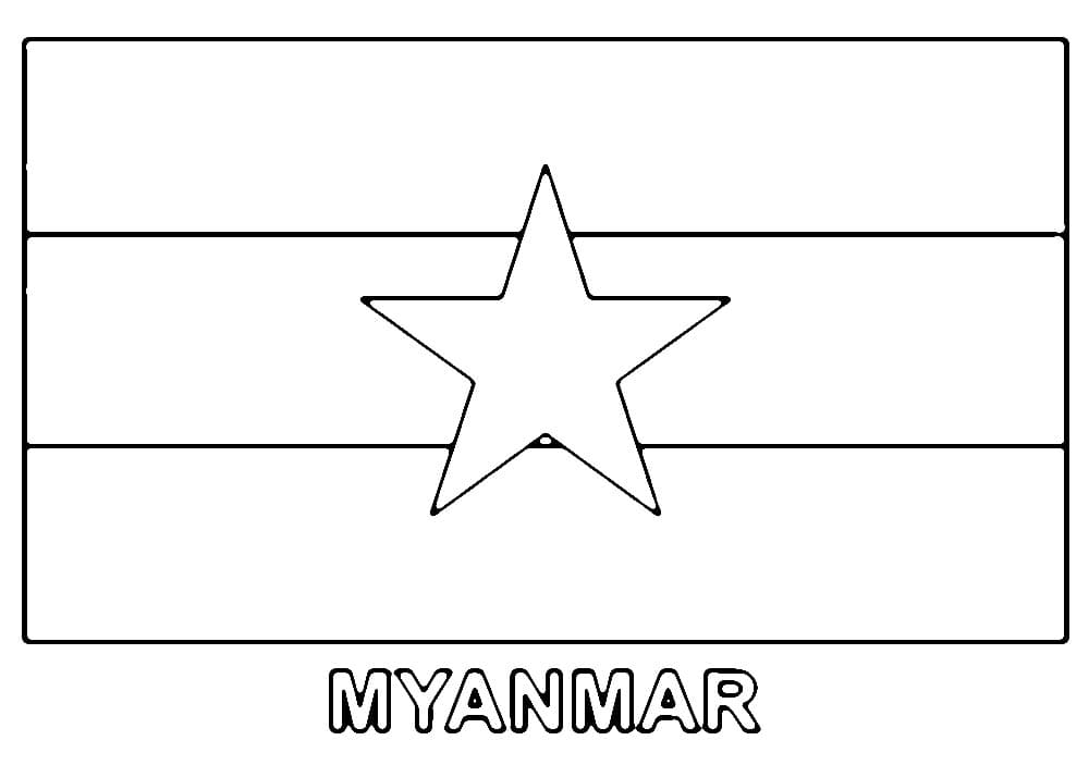 Printable Myanmar Flag coloring page