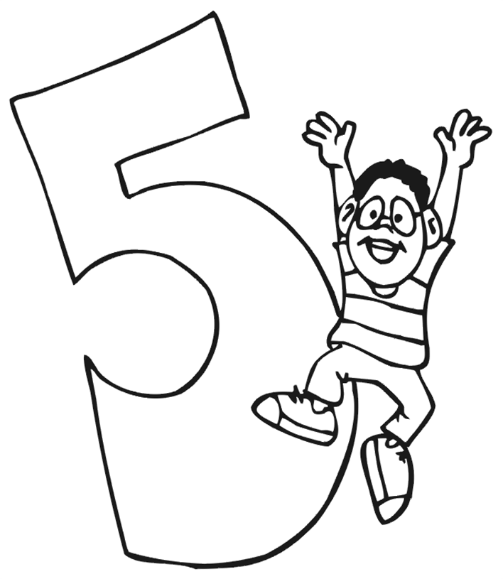 Printable Number 5 Image coloring page