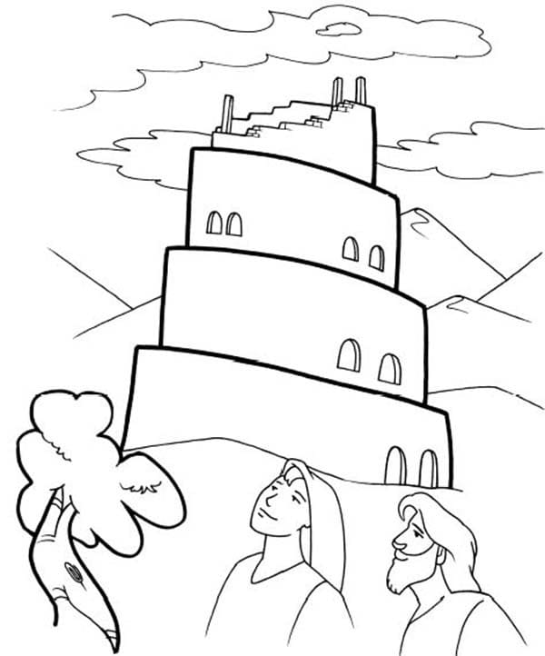 Printable Tower of Babel coloring page