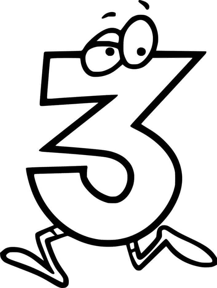 Running Number 3 coloring page