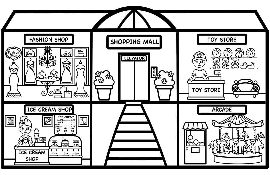 Shopping Mall Coloring Pages ColoringLib