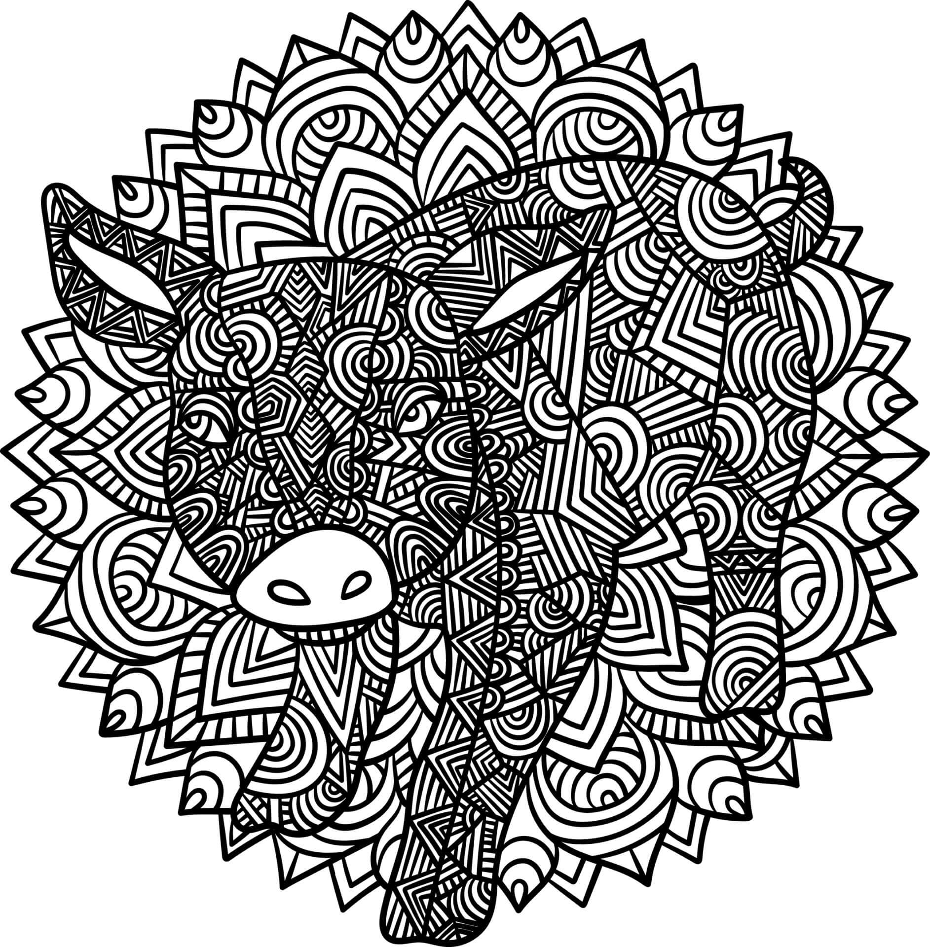 Simple Pig Mandala coloring page