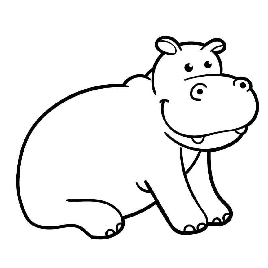 Sitting Hippo coloring page