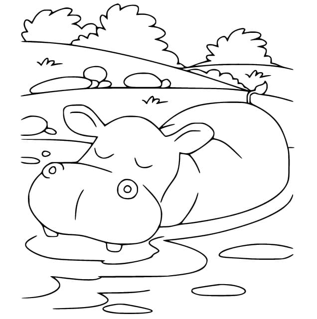 Sleeping Hippo coloring page